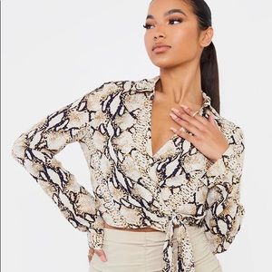 Snake Print Tie Blouse